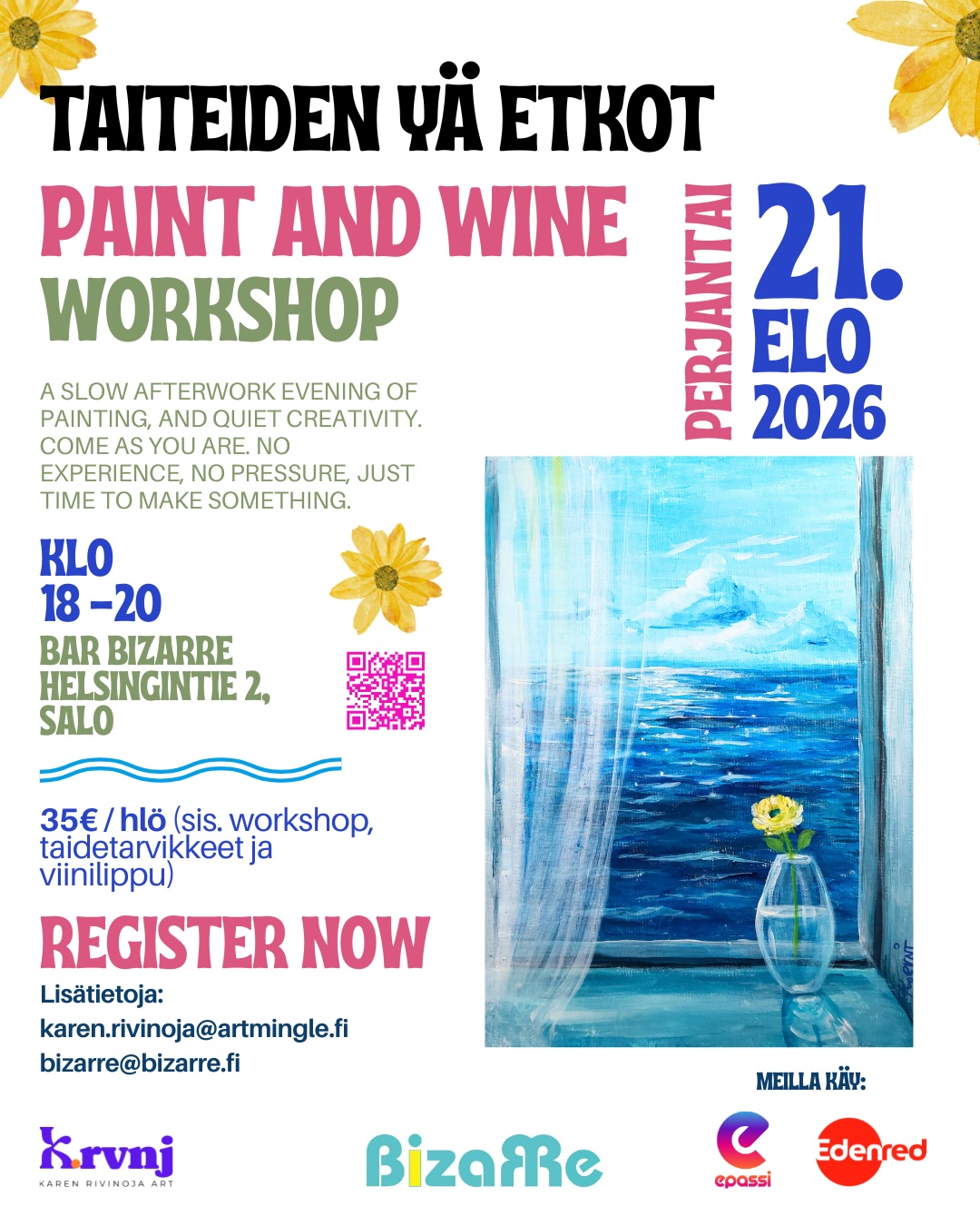 Yä etkot: Paint & Wine Työpaja